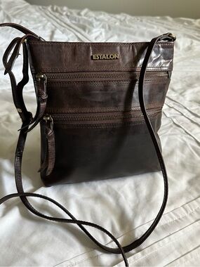 Estalon Brown Leather Crossbody Bag Unisex
